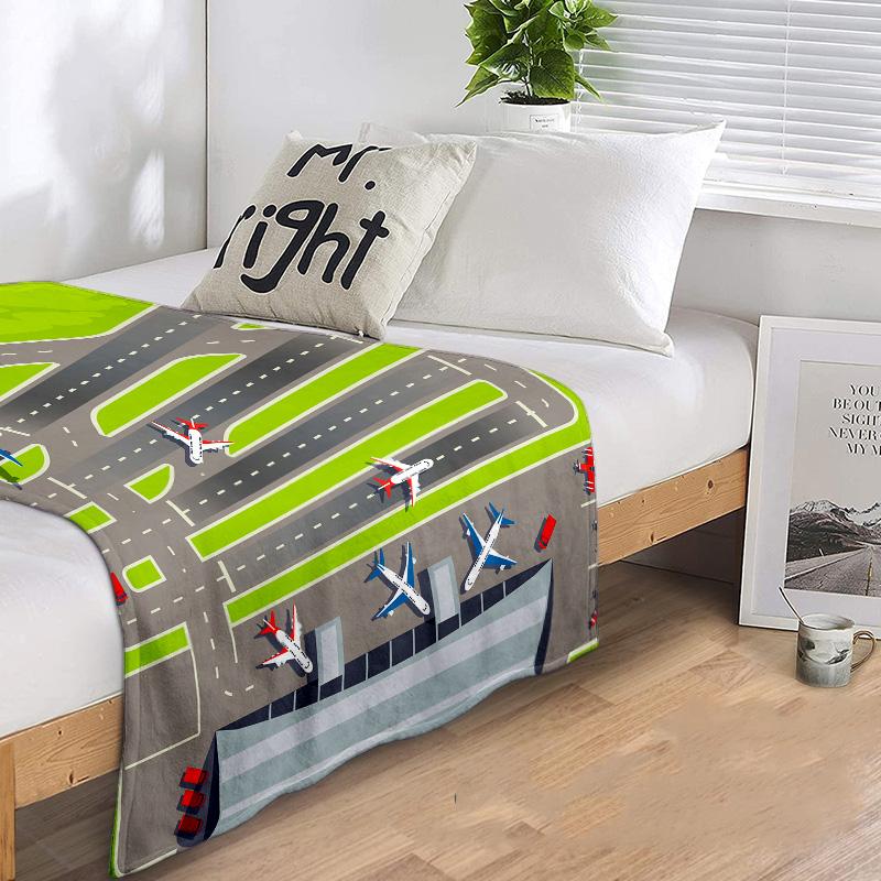 Airport Runway Map Print Blanket Soft Comfortable All Seasons Suitable Sofa Office Nap Travel Birthday Gift Christmas Present