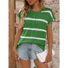 Sommer Rundhals Kurzarm Lässiger Gestreifter Strickpullover Damen Locker Einfach Büro Damen Oberteile Lässig Elegant Dünner Pullover Damenbekleidung