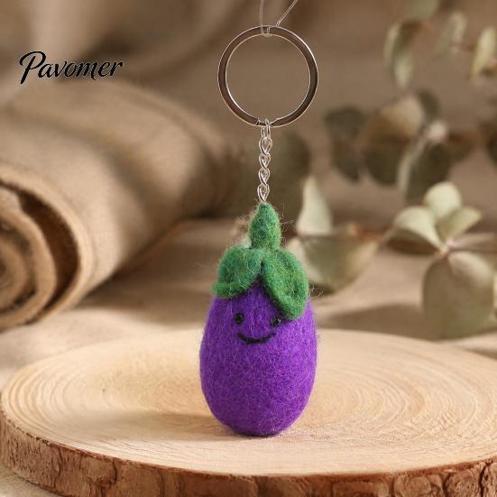 Plstěný přívěsek na batoh Kreslený zeleninový ovocný klíčenka, Česnek Perla Mangosteen Kukuřice Lilek Klíčenka Paprika Klíčenka Přívěsek, Ručně vyráběný dekorativní přívěsek