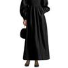 European and American early autumn new elegant A-shaped dress long dress temperament wind bubble sleeve pocket fold