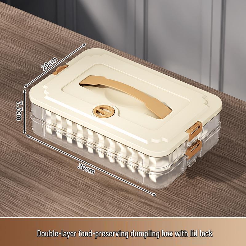 Frozen Dumpling and Wonton Freezer Box with Freshness Seal and Hanging Rack