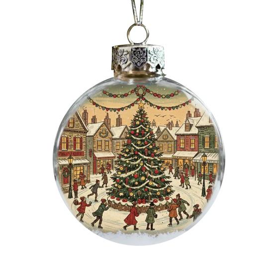 Christmas Ball Ornaments Snow House/Tree/Santa Clear Xmas Ball Hanging Decoration for Holiday Winter Tree Decor
