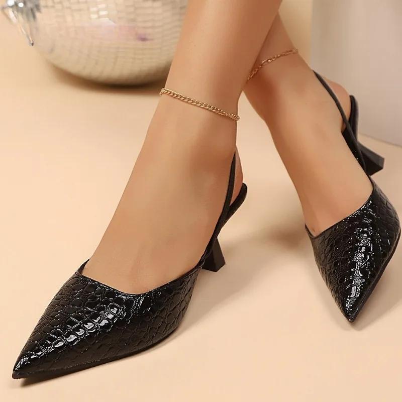 Fashion 2025 Brand Ladies Shoes Slip-on Women's High Heels Fashion Shallow Office and Career New Plus Size Closed Toe Sandals Zapatos
