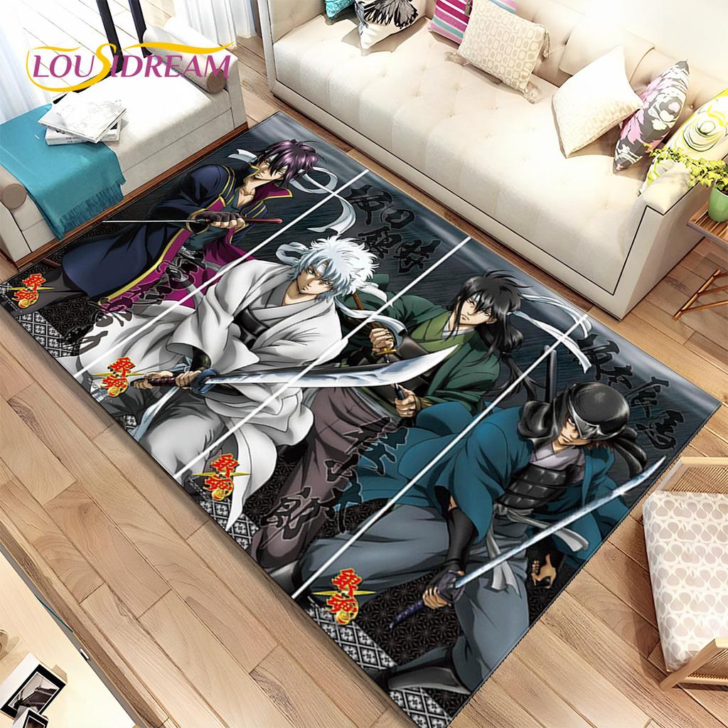 3D Gintoki Kagura Gintama Anime Area Rug,Carpet Rug for Living Room Bedroom Sofa Doormat Decoration, Kid Play Non-slip Floor Mat