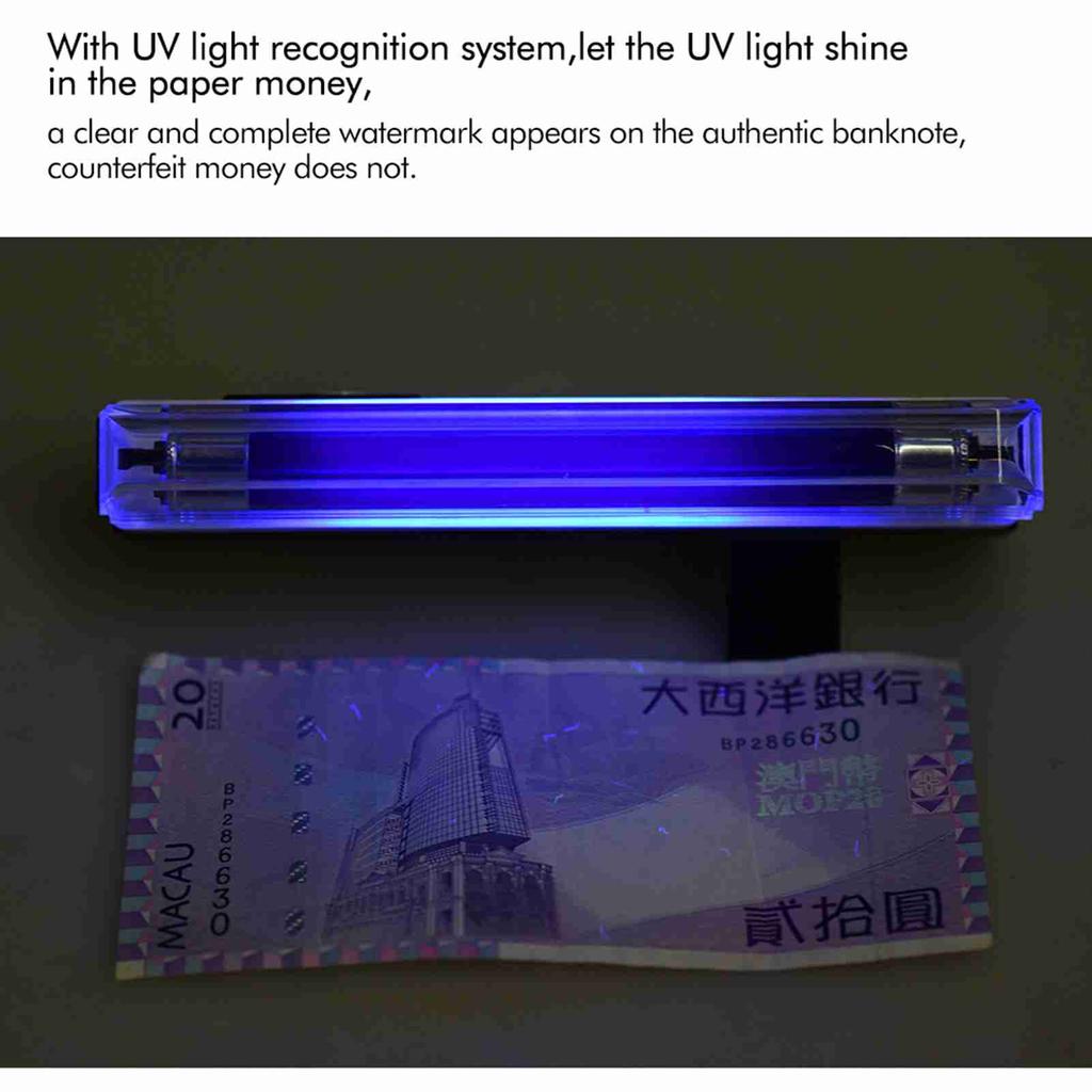 2 In 1 Portable Mini Money Detector Counterfeit Cash Currency Banknote Bill Checker Tester with UV Light Flashlight for