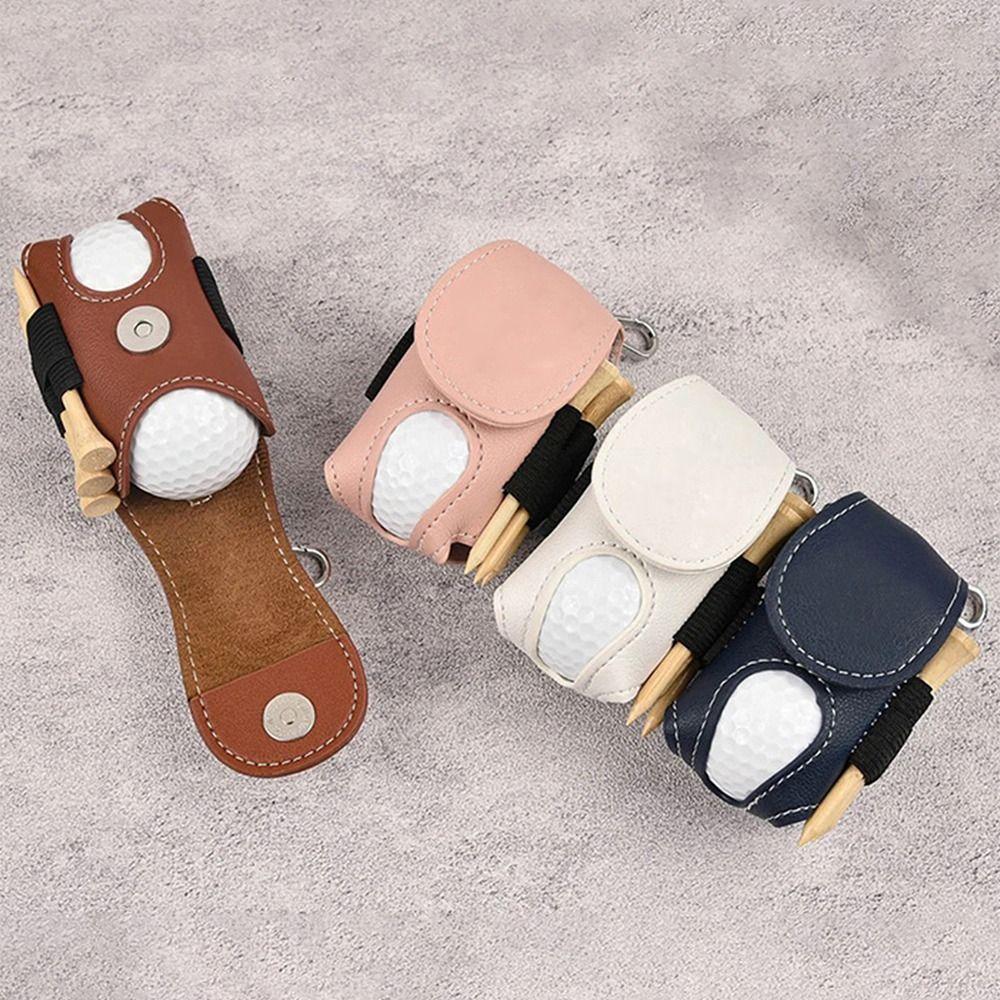 Portable Golf Waist Holder Bag PU Leather Mini Golf Ball Bag Golf Tee Set Bag Golf Accessories