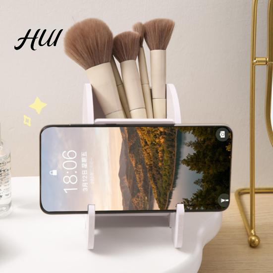Smooth Edge Pen Cup Elephant Pencil Holder, Creative Phone Stand, Practical Storage Box, Office Desk Organizer Desktop for Pens Makeup Brushes,