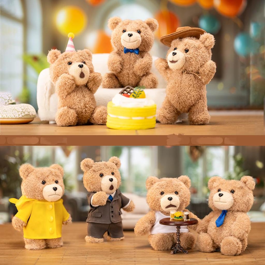 POP MART Ted2 Teddy Bear Action Plush Pendant Series Pop Mart Gachapon Blind Box Figure Plastic Model Premium Toy PVC Soft Vinyl Original Character