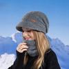 Winter Hat, Scarf Set, Velvet, Cold-proof and Warm Knitted Hat, Women's Hat with Brim, Ear Protectors, Wool Hat.