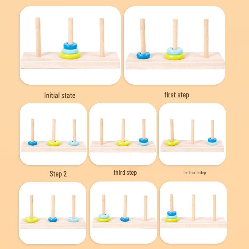 Hanoi Tower 8-10 Layer Wooden Toy for Developing Children's Logical Thinking and Intelligence