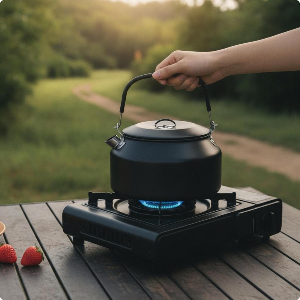 Camping Kettle Portable with Folding Handle Lightweight Teapot for Campers,
