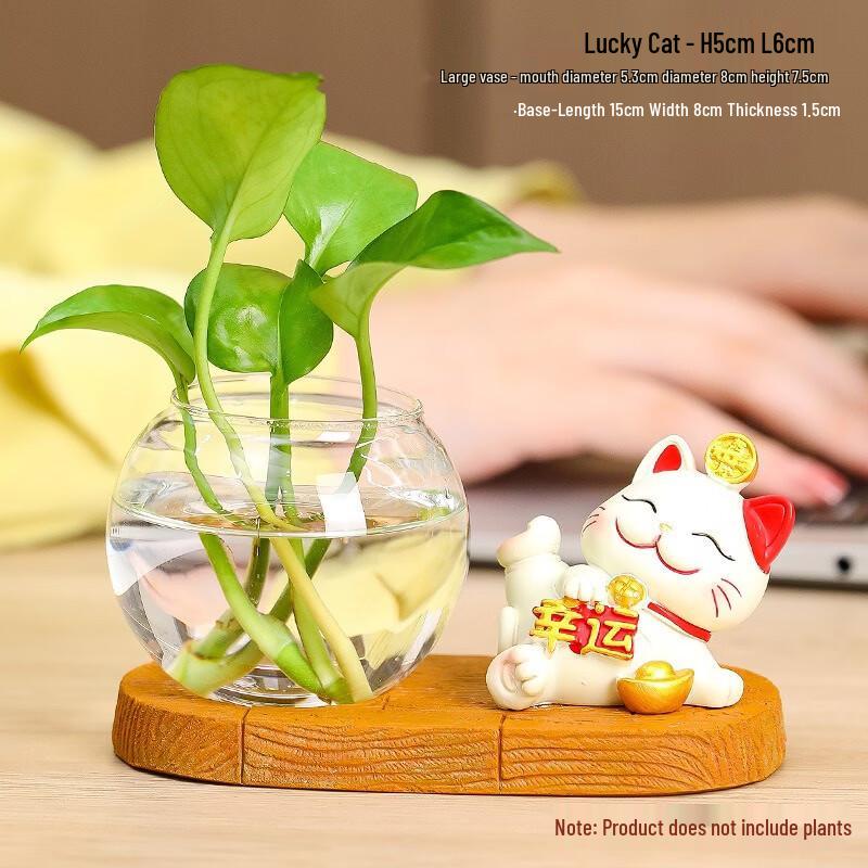 Fumaiide Lucky Maneki-Neko Decorative Glass Vase
