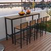 Outdoor Wood-Plastic Waterproof Bar Table & Chairs Set - High-Legged, Wall-Leaning Design for Balcony or Coffee Shop