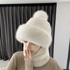 Inverno Protezione Integrata per le Orecchie Cappello Antivento Cappello Baotou Sciarpa Maschera Pompon di Pelliccia Più Velluto Cappello Caldo da Ciclismo per Donna