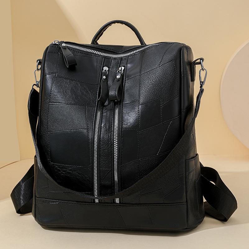 Simple and Retro Patchwork Women's Backpack Fashionable Backpack Mommy Bag and Women's Bag