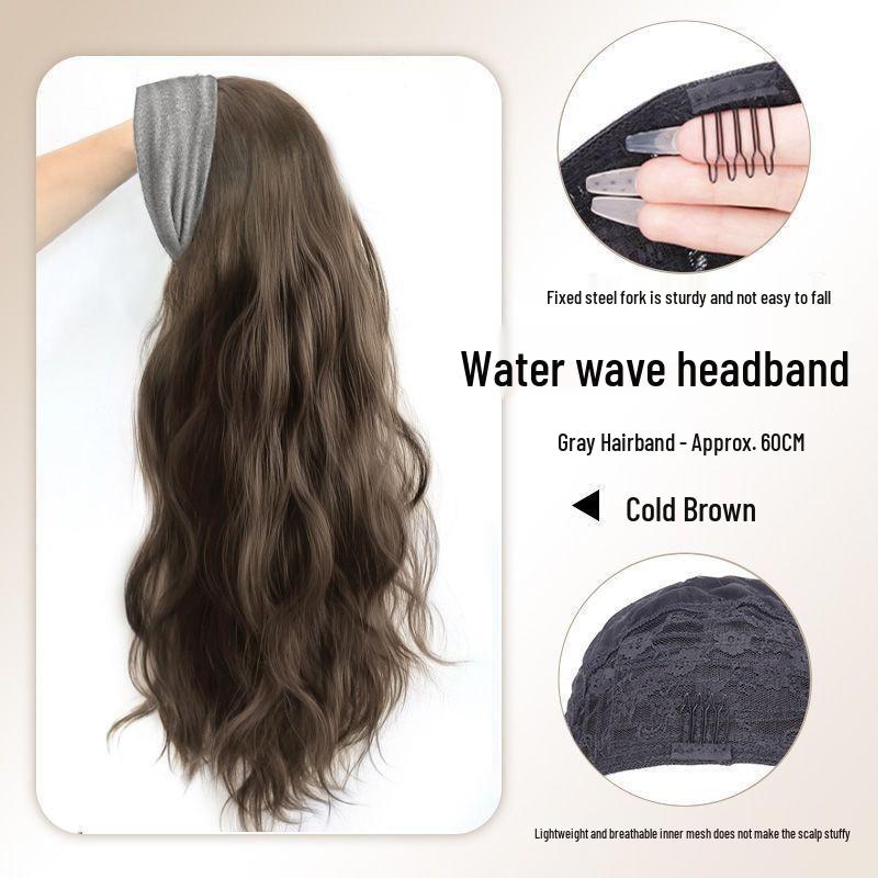 Gray Half-Head Big Waves Wig with Detachable Thickening Cap