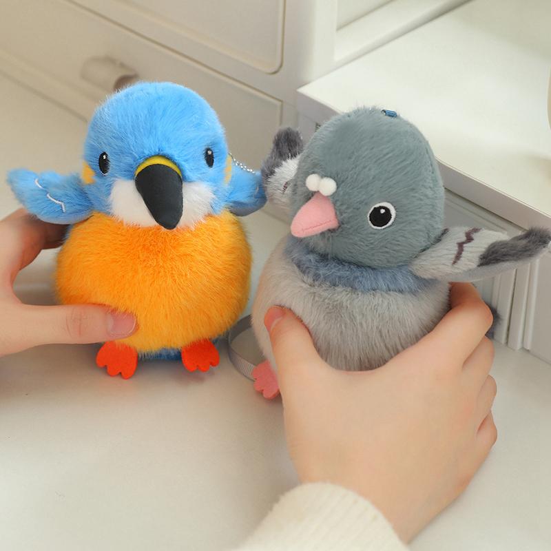13cm Cute Simulation Bird Plush Doll Pendant Cartoon Round Bird Can Be Fixed Standing On The Shoulder Plush Toy Gift For Child