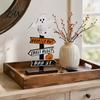 Halloween Atmosphere Props Wooden Sign Decoration, DIY Ghost Pumpkin Bat Tabletop Ornament with Indoor Festive Decor Spooky Slogans, Rustic