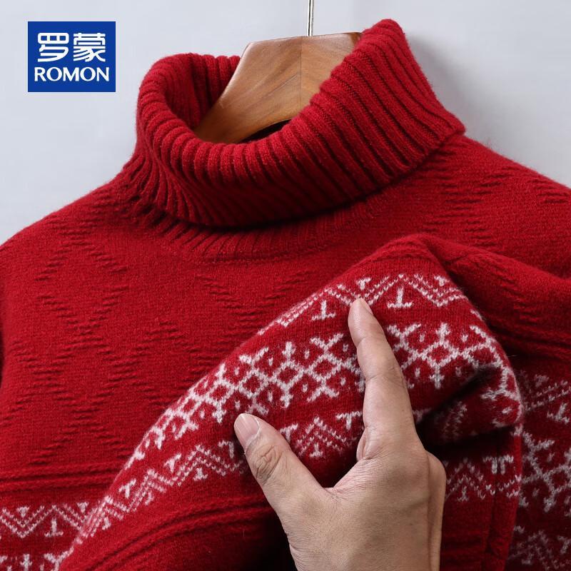 ROMON Men's 100% Pure Wool Turtleneck Sweater