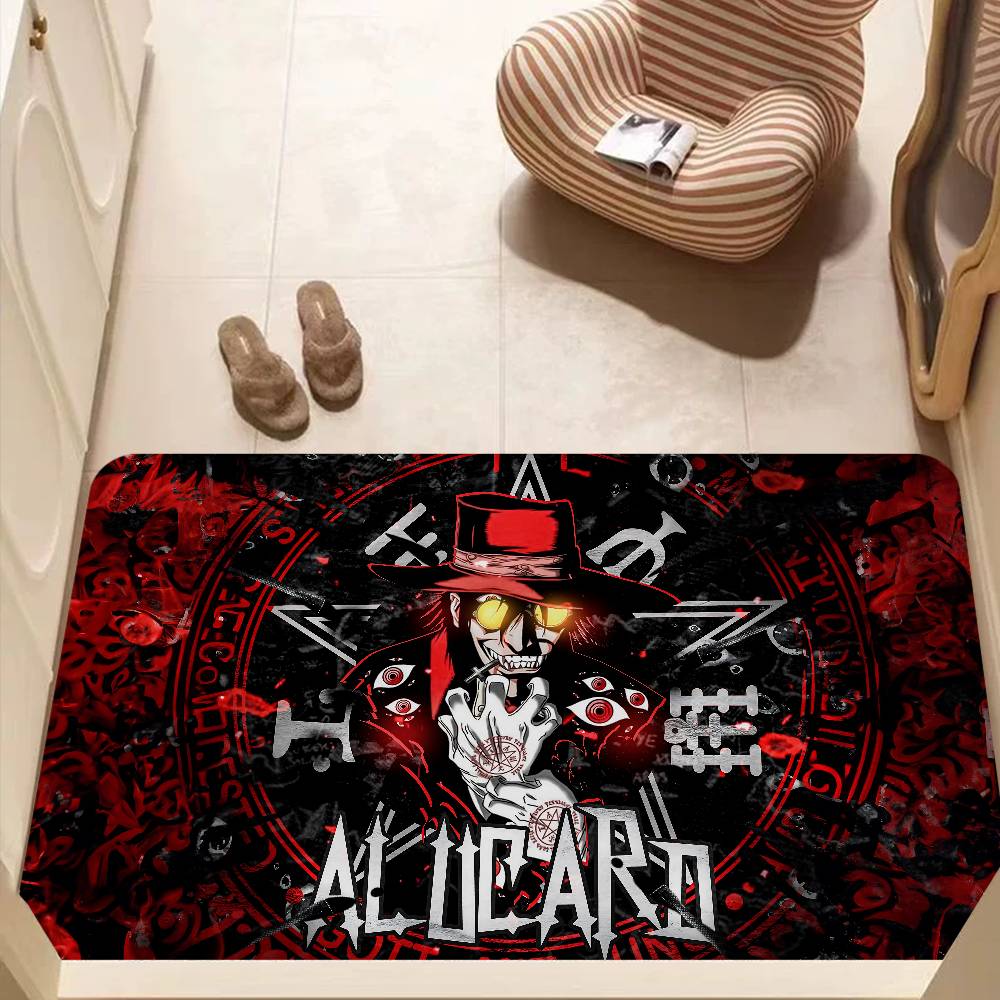 Horror Anime H-Hellsing Floor Mat Rectangle Anti-slip Home Soft Badmat Front Door Indoor Outdoor Mat Welcome Doormat