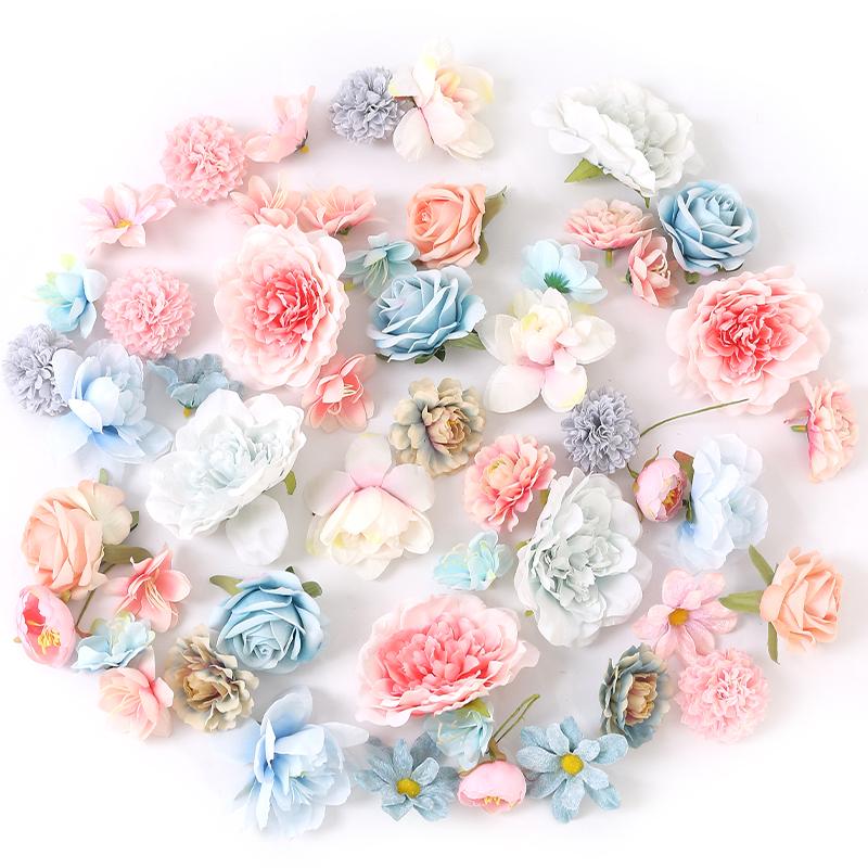 Mixed Artificial Rose Flowers Heads Fake Flower for Home Hoom Decor Garden Wedding Decoration DIY Craft Garland Gifts Accessory