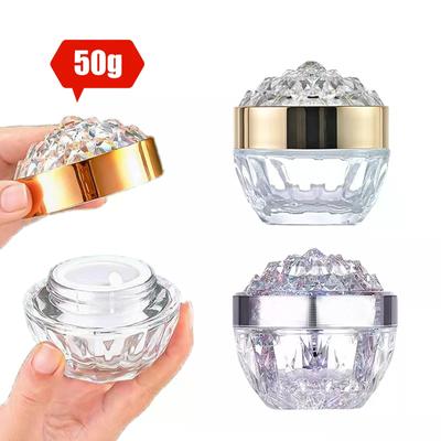 1pcs 50g Jar Lid Container Bottle Cosmetic Travel Luxury Diamond Glass Face Cream With Acrylic for Lotion Jars