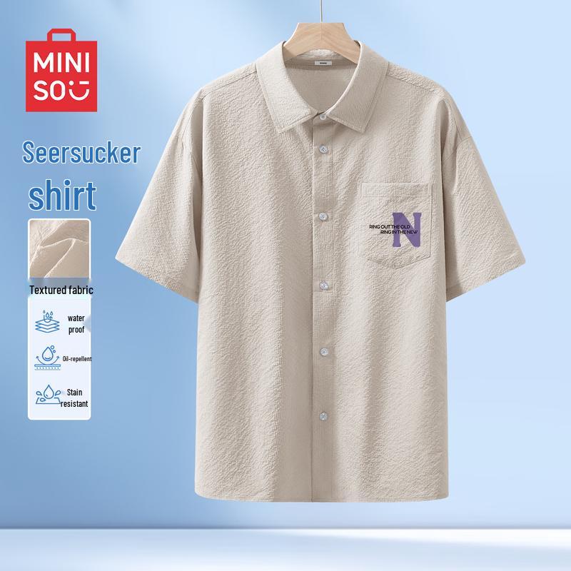 MINISO Men s Summer Three-Proof Textured Short Sleeve Shirt M