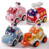 2024 Q-Meng Kids' Press-and-Go Cartoon Slide Cars - Ambulance & Police, Drop-Resistant, Educational Toys