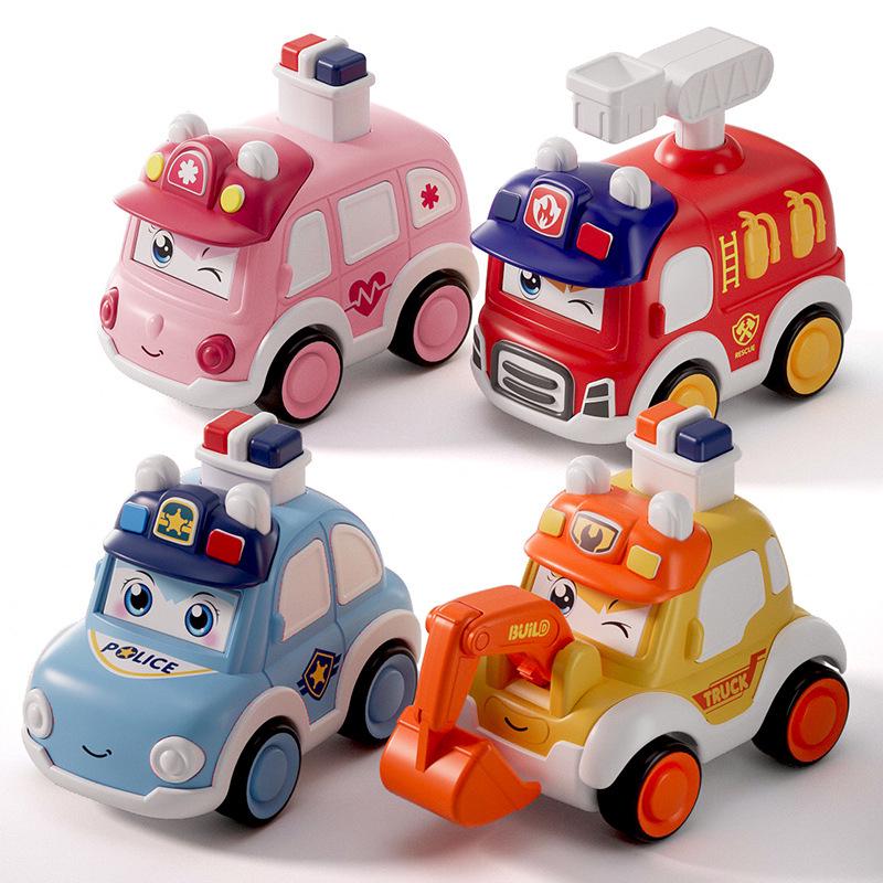 2024 Q-Meng Kids' Press-and-Go Cartoon Slide Cars - Ambulance & Police, Drop-Resistant, Educational Toys