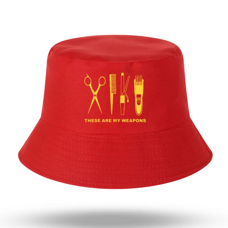 Barbier Friseur Waffe Print Herren Damen Fischerhut Outdoor Panama Angelhut Fischerhut Harajuku Angelhut