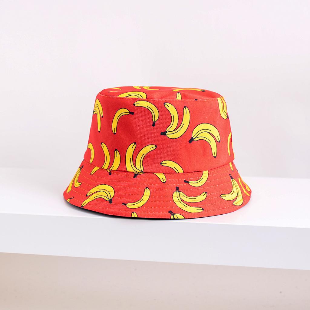 Banana Fisherman Hat Children Summer Sunshade Sunscreen Pot Hat Men Fruit Print Double-sided Wear Versatile