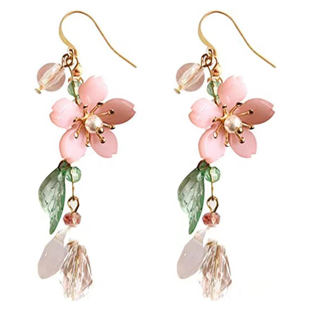 Elegant Petal Leaf Earrings Stylish Ear Hooks Featuring Natural Beauty Design for Fashionable Women in Resin Material