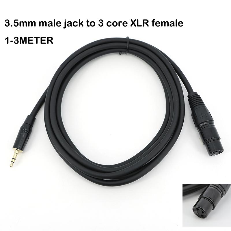 1m 2m 3meter Audio 3pin XLR To 3.5mm Male Microphone Aux Extend Cable 3.5 Jack To XLR Female Cord Gold Plated Connector Wire