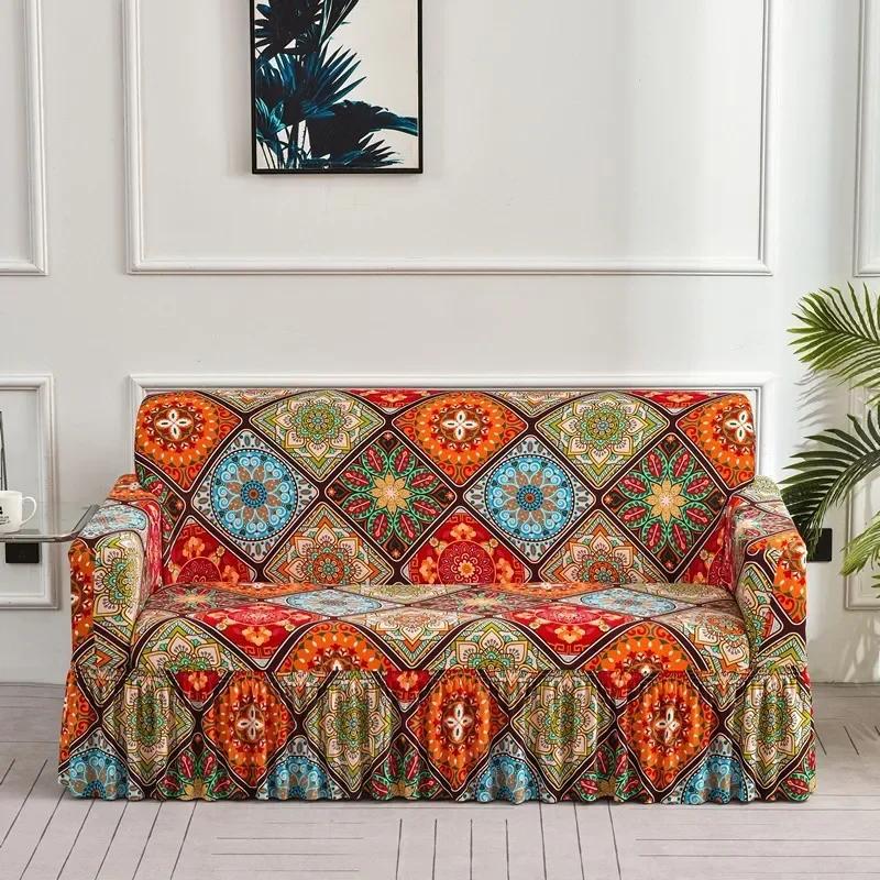 2025 New Floral Couch Cover Sofa Covers Washable Furniture Protector for Dogs Corner Sofa Skirt 1/2/3/4 Seater Sofa Slipcovers