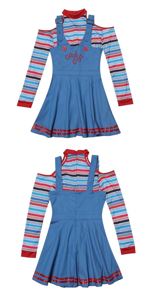 [SCLYX] Child's Play Chucky Cosplay Costume for Adults (Women's) - Chucky Costume, Child's Play Cosplay, Halloween Cosplay, Horror, Event Costume, Par