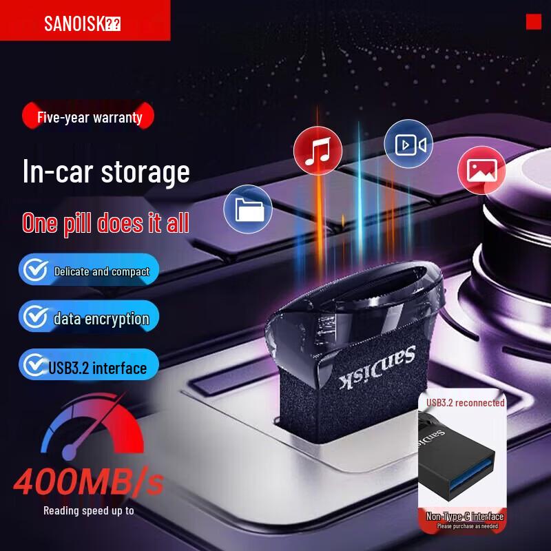 SanDisk 512GB USB 3.2 CZ430 Ultra Fit Flash Drive