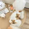 Pet Vest Flannel Dog Cat Clothing, Autumn Winter Warm Bear Print Two-legged Pajamas Design,For Small Dogs Cats Indoor Loungewear