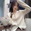 Soft Waxy Pit Strip Long-sleeved Knitted Sweater Women's Autumn and Winter New Design Sense Split Fork with Thin Top