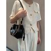 New leather drawstring lucky bag fashion trend pleated cloud bag small cute messenger bag celebrity bucket bag