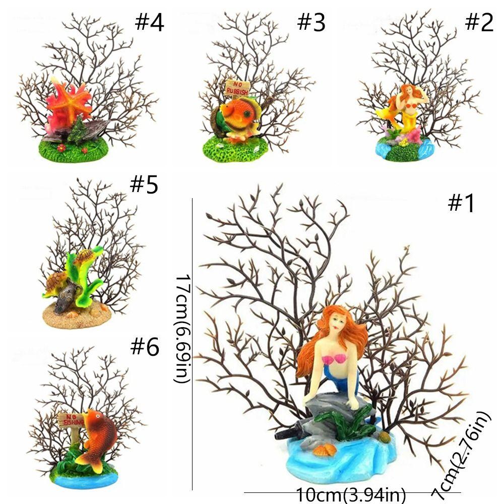 Colorful Mermaid Coral Branch Ornament Resin Craft Sea Tree Ornament  Fish Tank Supplies