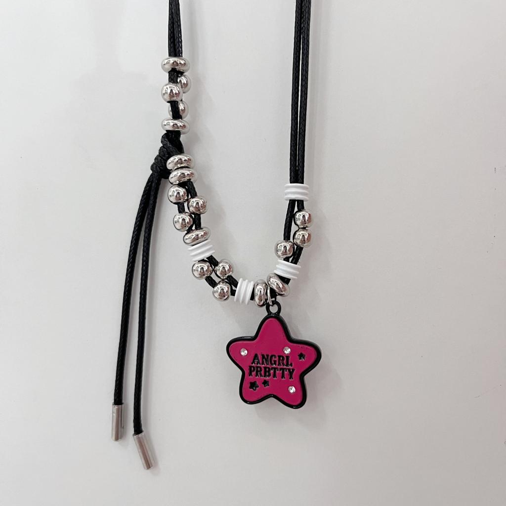 Summer beaded love necklace women's new collarbone chain light luxury niche neck chain accessories women
