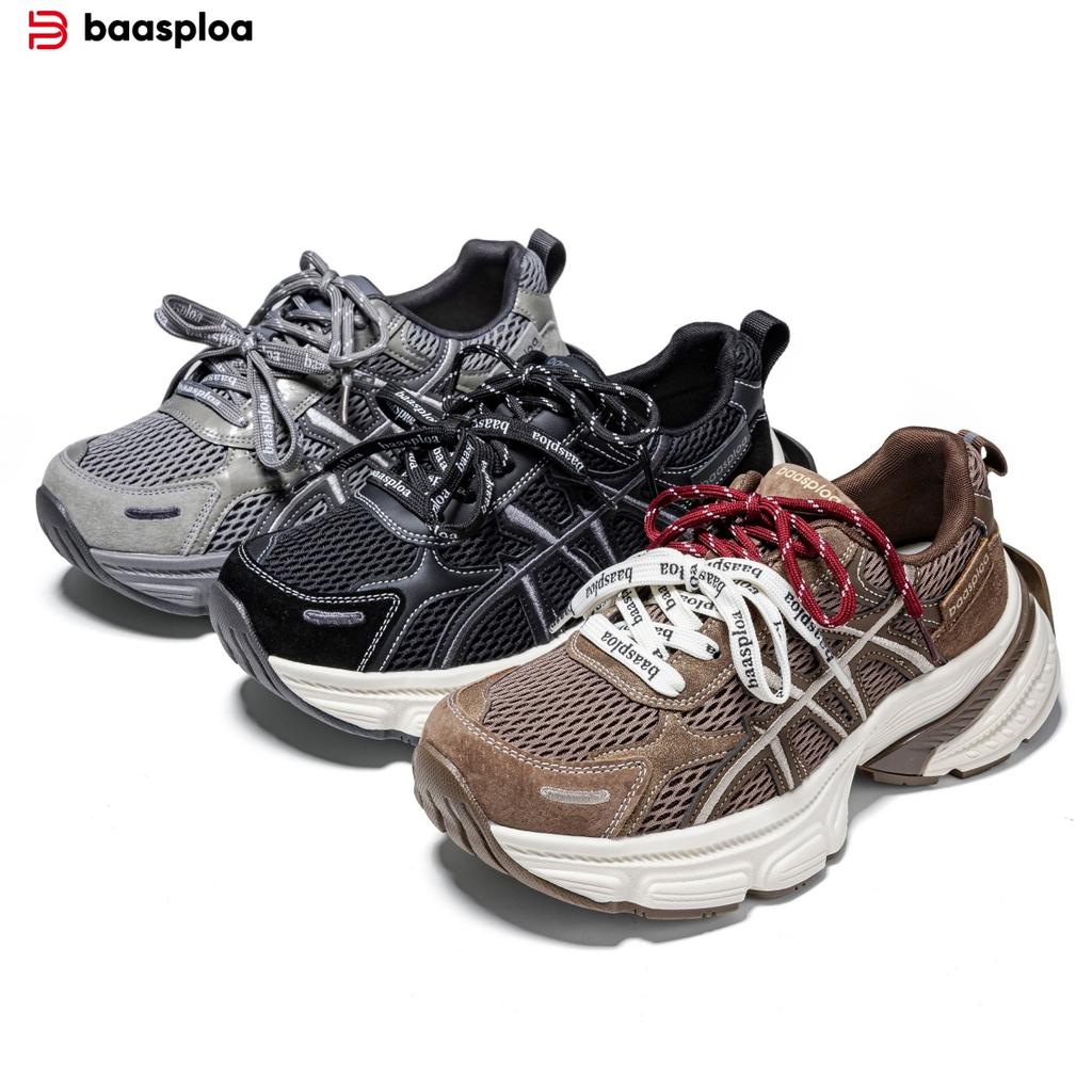 BAASPLOA Damen-Sportschuhe mit dicker Sohle, Laufschuhe aus Mesh, Freizeitschuhe, Wanderschuhe, Studentenschuhe, flache Schuhe, Tennisschuhe, atmungsaktiv