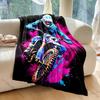 1PC Neon Splatter Motocross Jump Print Adult Children Warm Blankets Home Travel Car Soft Comfortable Suitable for All Seasons