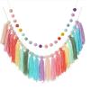 Nordic Style Wooden Bead and Pompom Tassel Wall Hanging for Children's Room