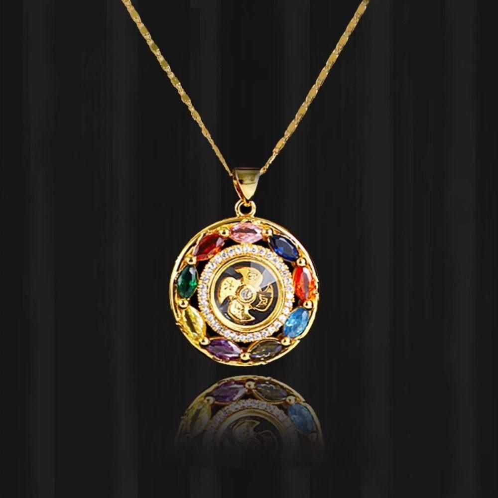 Aesthetic Windmill Pendant Necklace Vintage Cubic Zirconia Decor Jewelry  Holiday Gift