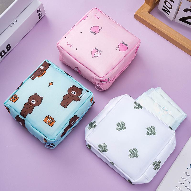 High-End Cube Sanitary Napkin Storage Bag Travel Makeup Organizer