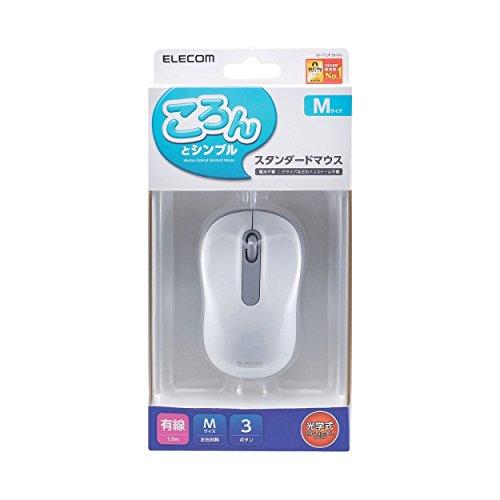 Elecom Wired Optical Mouse, Medium Size, White, M-Y7URWH