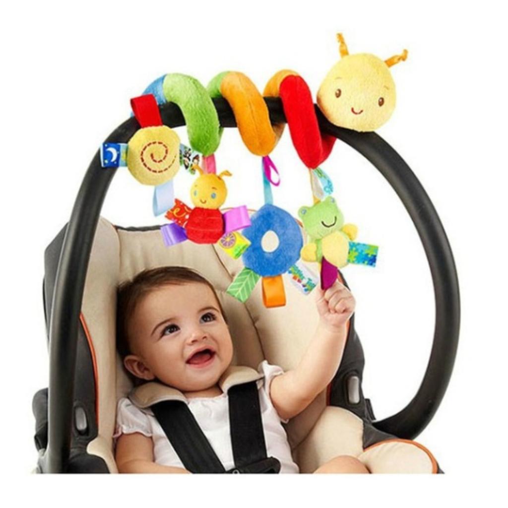 Infant Baby Worm Crib Bed Around Rattle Bell Cartoon Stroller Hanging Stuffed Wrap Spiral Safety