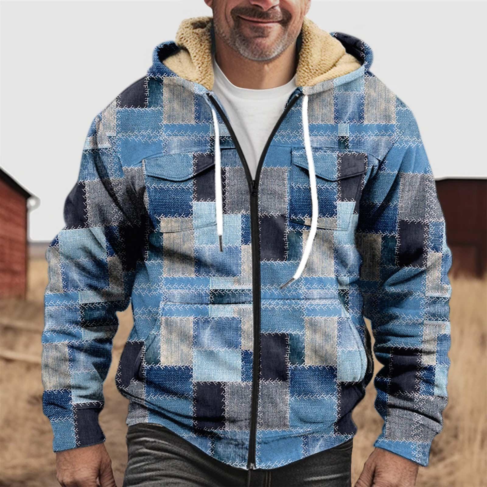 

Мужская утолщенная куртка на пуговицах с двойным карманом и карманной вставкой, хлопковая куртка L синий