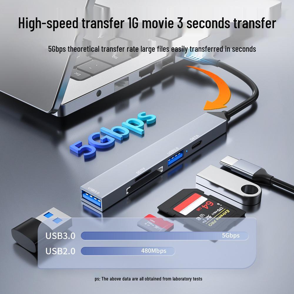 Type-C Multifunction USB 3.0 Hub with SD/TF Card Reader & 5-in-1 Docking Station
